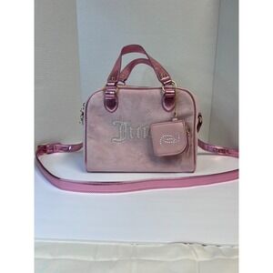 Juicy Couture Pink Y2K Velvet Bling Bowler Bag with Coin Purse Crossbody